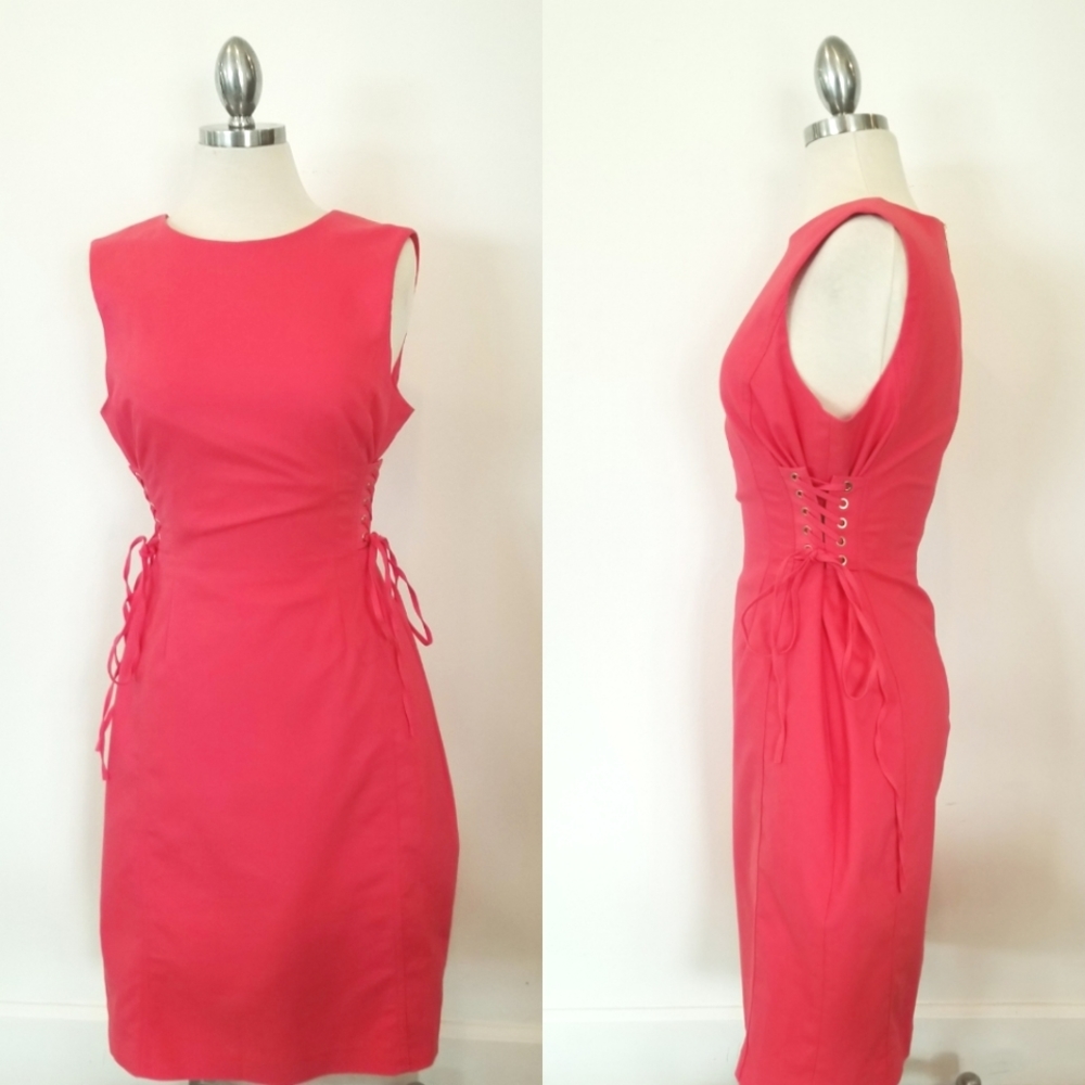 Calvin Klein Lace-Up Corset Style Sheath Dress Career Office Business Attire - Picture 1 of 13